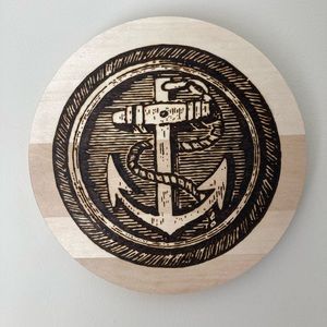 Anchor - Nautical - Pyrography - Home Decor